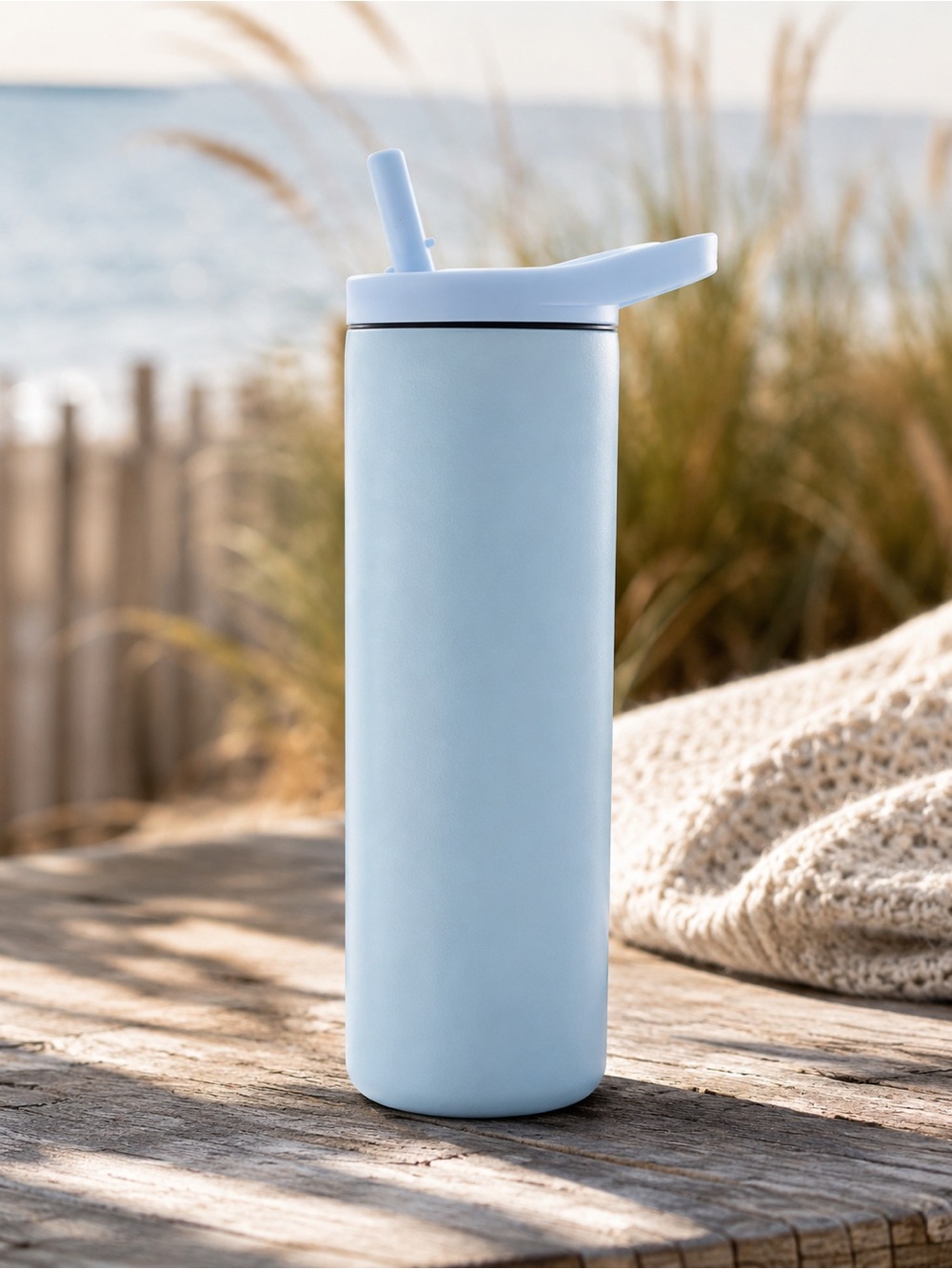 20 oz Skinny Tumbler Icy Blue Duo Lid Insulated Stainless Steel NWT